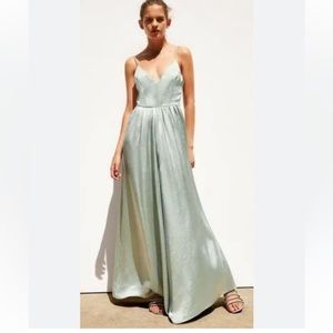 New with tags Zara mint green satin strappy jumpsuit